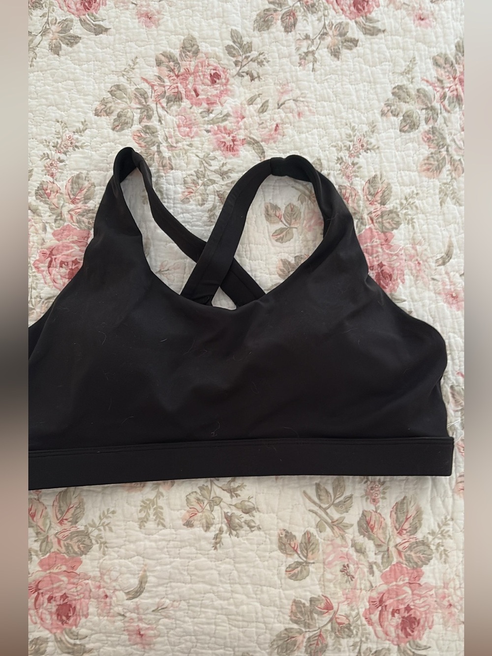 Running girl black sports bra